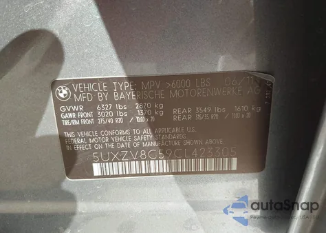 2012 BMW X5 xDrive50I z USA, uszkodzony, nr VIN 5UXZV8C59CL423305